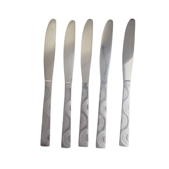 Pfaltzgraff Hemisphere Stainless Steel Dinner Knife Set of 5 MCM Retro Stylish - Picture 4 of 5
